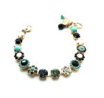 Mariana Bracelet Turq & White Shell Mineral with Clears & Blacks Swarovski Crystals Africa Coll.