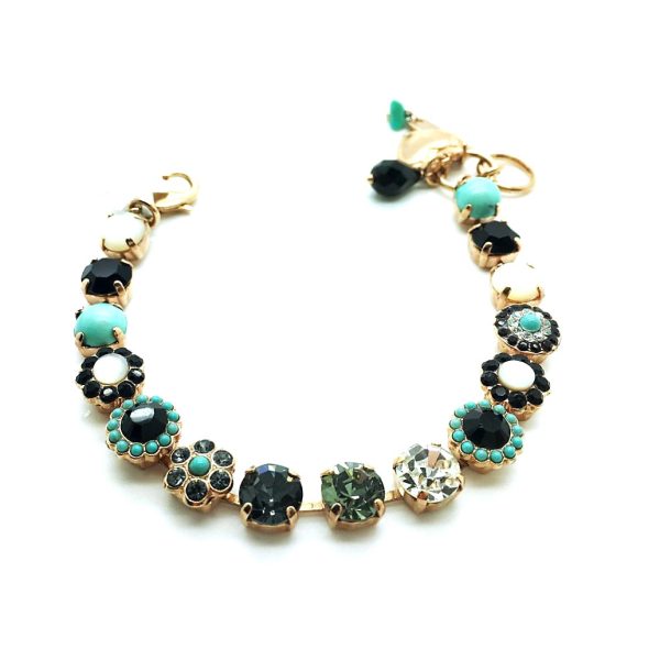Mariana Bracelet Turq & White Shell Mineral with Clears & Blacks Swarovski Crystals Africa Coll.