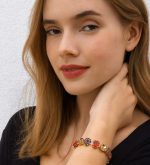 Bracelet By Mariana Woman Stunning Hyacinth and Peach Swarovski Crystals - Image 3