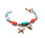 Mariana Bracelet Oranges & Blues Swarovski Crystals with Turq Minerals & Charms Africa Coll. - Image 2