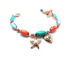 Mariana Bracelet Oranges & Blues Swarovski Crystals with Turq Minerals & Charms Africa Coll.