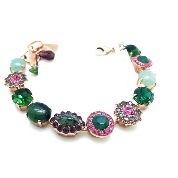 Mariana Bracelet Glamorous Emerald & Pink Swarovski Crystals Luck Inspiration Coll.
