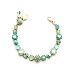 Mariana Bracelet Turquoise Mineral & Opal,Peridot Austrian Crystals Athena Caribbean Life Coll. Gold Plated