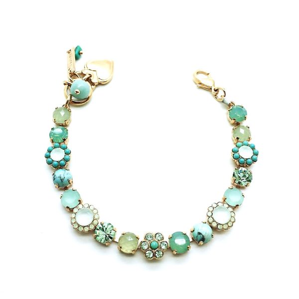 Mariana Bracelet Turquoise Mineral & Opal,Peridot Austrian Crystals Athena Caribbean Life Coll. Gold Plated