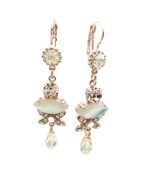 Mariana Earrings Chandelier White Shell Mineral, Clear & Whites Swarovski Crystals Africa Coll. - Image 3