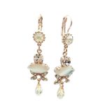 Mariana Earrings Chandelier White Shell Mineral, Clear & Whites Swarovski Crystals Africa Coll. - Image 2