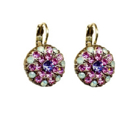 Mariana Earrings Lovely Lt Blue, Purple & Lt Rose Swarovski Crystals Flower Power Coll.