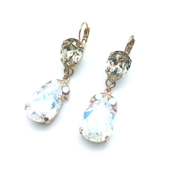 Mariana Earrings Dangling Clears & Whites Swarovski Crystals Kalahari Africa Coll.