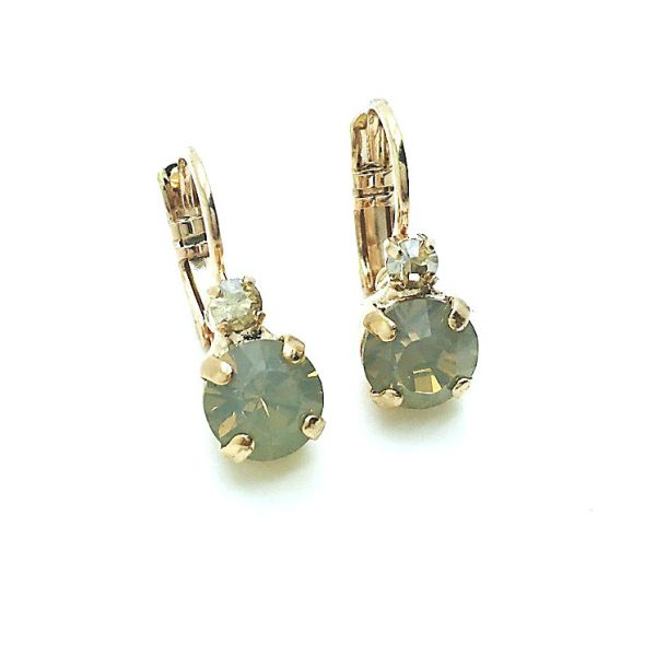 Earrings By Mariana Woman Dainty Grey Opal and Champagne Swarovski Crystals