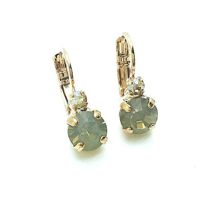 E-1035-1-391100-RG6 (2) Earrings By Mariana Woman Dainty Grey Opal and Champagne Swarovski Crystals - Image 1