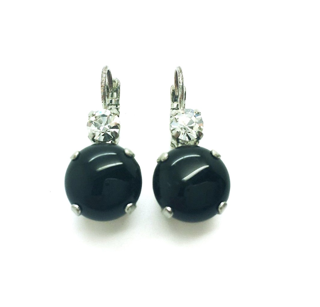 E-1037-280-1-SP6 (1) Earrings By Mariana Checkmate Sweet Summer Coll. Soulful Jet Black & Clear Swarovski Crystals - Image 1