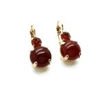 Mariana Earrings My Treasures Coll. Lovely Round Carnelian Mineral & Lt Smoked Topaz Austrian Crystals - Image 2