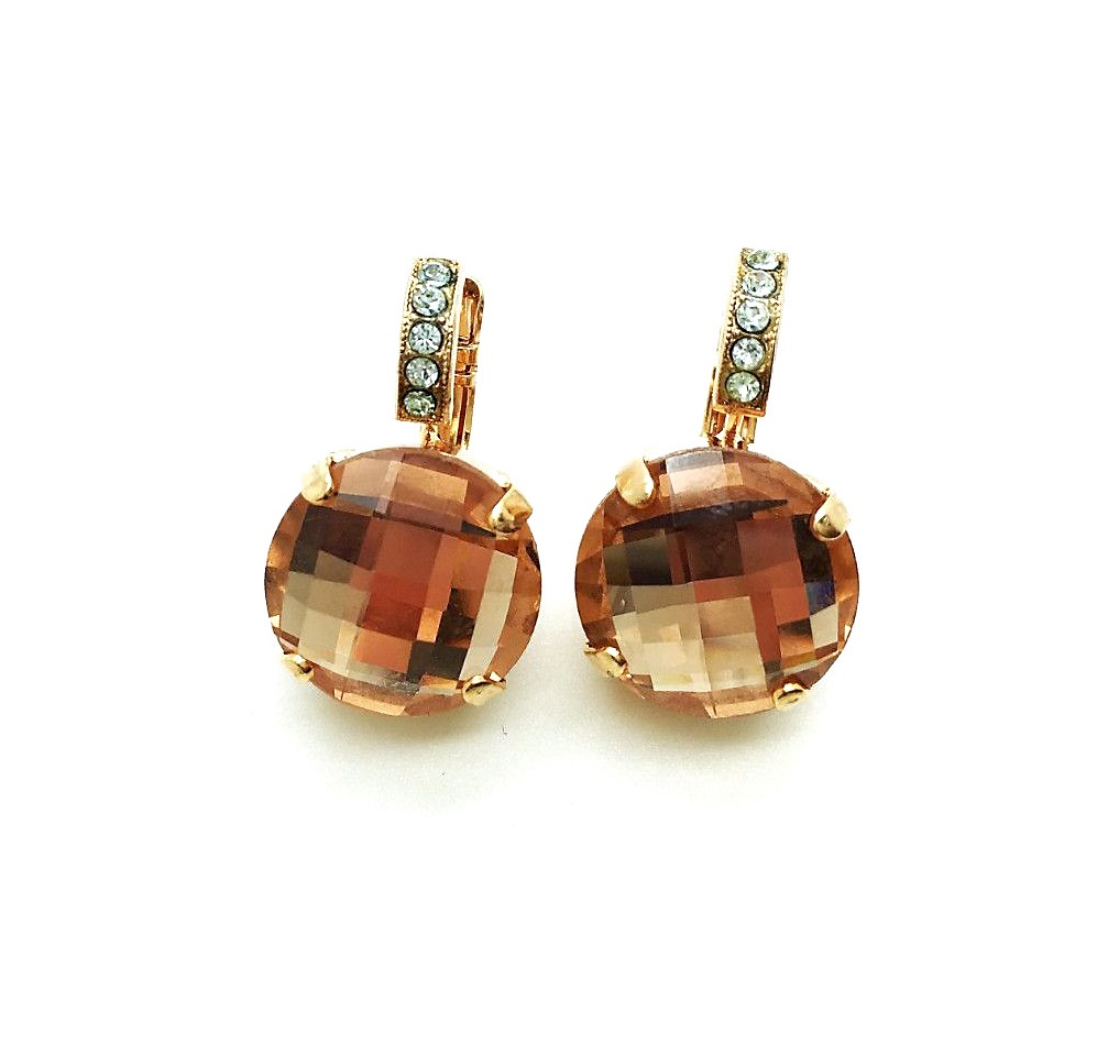 E-1056-2-MOL361-RG6 (3) Mariana Earrings Faceted Amber & Moonlight Swarovski Crystals Moon Dance Songbook Coll. - Image 1