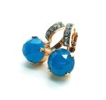Mariana Earrings Blue Quartz Mineral & Aquamarine Austrian Crystals My Treasures Coll. - Image 2