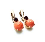 Mariana Earrings Gorgeous Coral Mineral & Ruby Swarovski Crystals Flame Ambrosia Coll. - Image 3