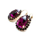 Mariana Earrings Elegant Pear Shape Ruby & Jet Austrian Crystals Songbook Coll. Rose Gold - Image 3