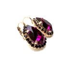 Mariana Earrings Elegant Pear Shape Ruby & Jet Austrian Crystals Songbook Coll. Rose Gold - Image 2