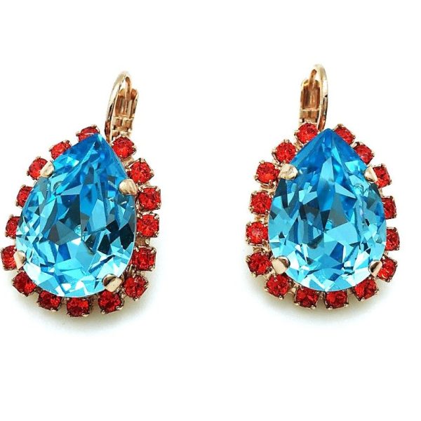 Earrings By Mariana Woman Sassy Turquoise and Orange Hyacinth Swarovski Crystals