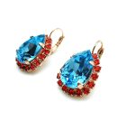 Earrings By Mariana Woman Sassy Turquoise and Orange Hyacinth Swarovski Crystals - Image 2