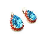 Earrings By Mariana Woman Sassy Turquoise and Orange Hyacinth Swarovski Crystals - Image 3