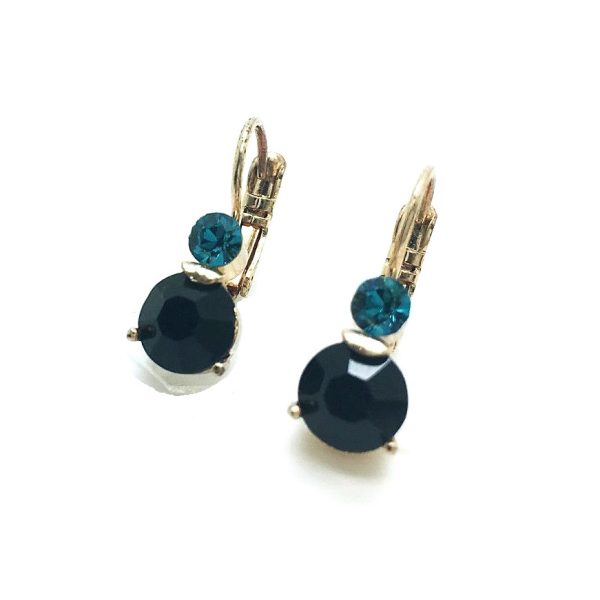 Mariana Earrings Simply Elegant Jet & Blue Zircon Swarovski Crystals My Treasures Coll.