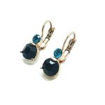 Mariana Earrings Simply Elegant Jet & Blue Zircon Swarovski Crystals My Treasures Coll. - Image 2