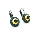 Earrings By Mariana Woman Fashionable Jet and Gold Foil Swarovski Crystals - Image 3