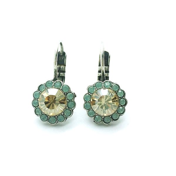 Mariana Earrings Dainty Floral Champagne & Pacific Opal Swarovski Crystals East Meets West Coll.