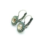 Mariana Earrings Dainty Floral Champagne & Pacific Opal Swarovski Crystals East Meets West Coll. - Image 3