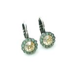 Mariana Earrings Dainty Floral Champagne & Pacific Opal Swarovski Crystals East Meets West Coll. - Image 2