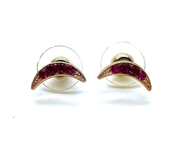 Mariana Earrings Crescent Shape Beaded Fuchsia Swarovski Crystals My Treasures Coll.