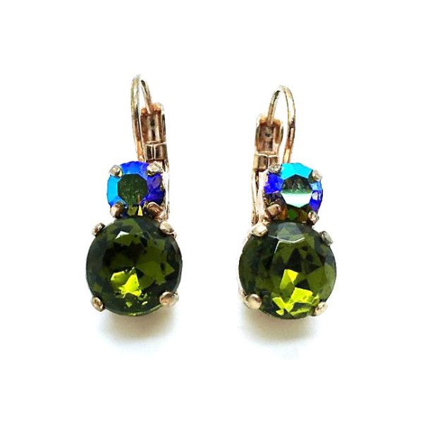 Mariana Earrings Faceted Olivine & AB Swarovski Crystals My Treasures Coll.