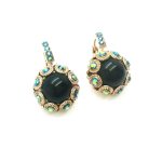 Mariana Earrings Floral Onyx Mineral & AB Swarovski Crystals My Treasures Coll. - Image 3