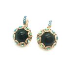 Mariana Earrings Floral Onyx Mineral & AB Swarovski Crystals My Treasures Coll.