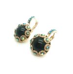 Mariana Earrings Floral Onyx Mineral & AB Swarovski Crystals My Treasures Coll. - Image 2