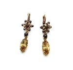 Mariana Earrings Finely Detailed Smoked Topaz & Amber Swarovski Crystals Nostalgia Coll.