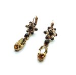 Mariana Earrings Finely Detailed Smoked Topaz & Amber Swarovski Crystals Nostalgia Coll. - Image 2