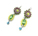 Mariana Earrings Floral Yellows & Greens Swarovski Crystals Cuba Caribbean Life Coll. - Image 3