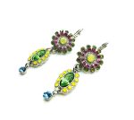 Mariana Earrings Floral Yellows & Greens Swarovski Crystals Cuba Caribbean Life Coll. - Image 2