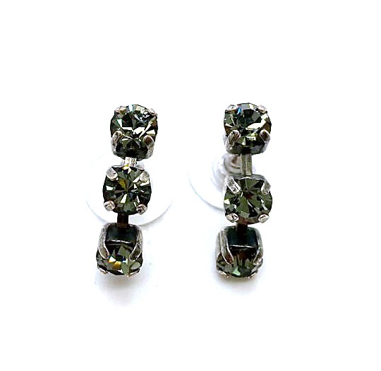Mariana Earrings My Treasures Coll. Triple Tier Black Diamond Austrian Crystals