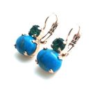 Mariana Earrings Turquoise Mineral & Emerald Austrian Crystals My Treasures Coll. - Image 3