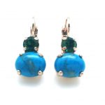 Mariana Earrings Turquoise Mineral & Emerald Austrian Crystals My Treasures Coll.