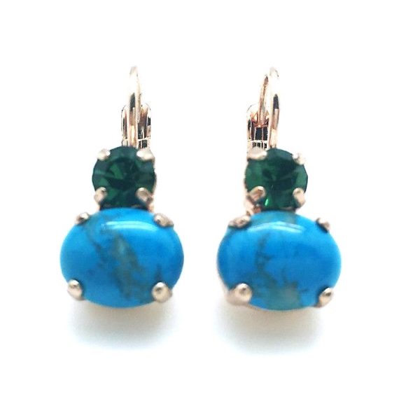 Mariana Earrings Turquoise Mineral & Emerald Austrian Crystals My Treasures Coll.