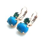 Mariana Earrings Turquoise Mineral & Emerald Austrian Crystals My Treasures Coll. - Image 2