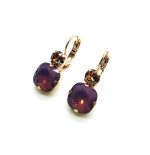 Mariana Earrings Lovely Cyclamen Opal & Lt Smoked Topaz Swarovski Crystals My Treasures Coll. - Image 3