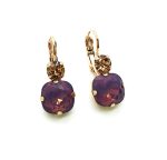 Mariana Earrings Lovely Cyclamen Opal & Lt Smoked Topaz Swarovski Crystals My Treasures Coll.