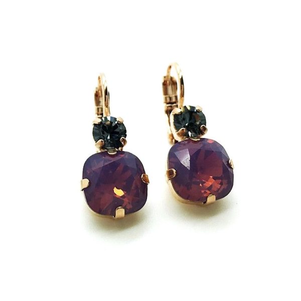 Mariana Earrings Exquisite Cyclamen Opal & Silver Night Swarovski Crystals My Treasures Coll.