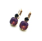 Mariana Earrings Exquisite Cyclamen Opal & Silver Night Swarovski Crystals My Treasures Coll. - Image 2