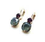 Mariana Earrings Sophisticated Dk Grey & Cyclamen Opal Swarovski Crystals My Treasures Coll. - Image 2
