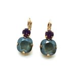 Mariana Earrings Sophisticated Dk Grey & Cyclamen Opal Swarovski Crystals My Treasures Coll.